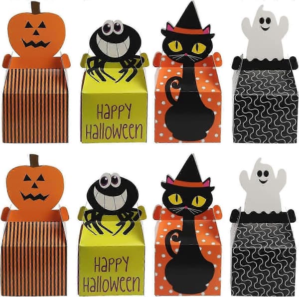 24 Halloween gaveæsker med hekse- og græskardesign til festlige godbidder