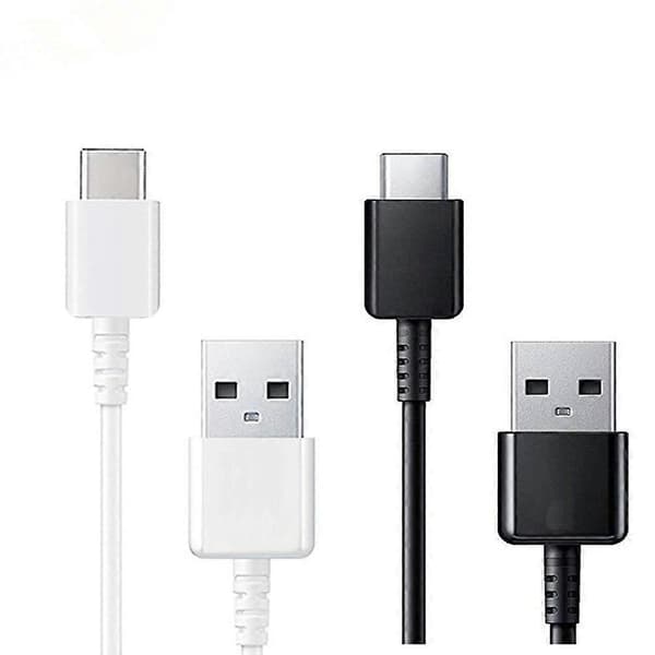 2 kpl, USB-kaapeli, USB - A - USB - C, 1,2 m, musta, valkoinen