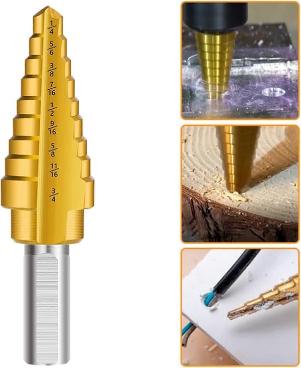 Kappbor Step Cone Bor Rett Pagode Bor Punkt HSS Step Bor Metall Metallboks Hull (Farge: 3 stk med pose)