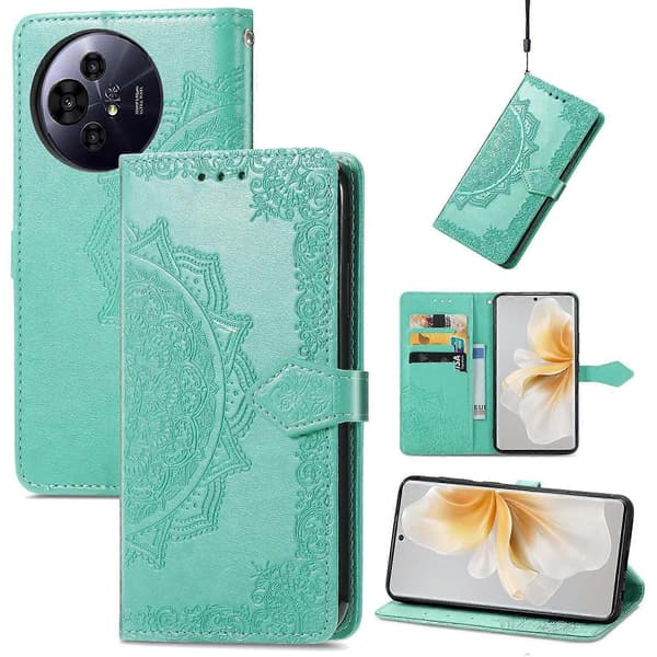 Plånboksfodral för TCL 50 Pro NxtPaper 5G Mandala Blomma Läder Telefonskydd Ställ - Grön (Grön)