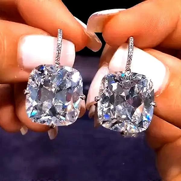 Smukke Cubic Zircon 925 Sølvbelagte Hængeøreringe Dame Smykker Et Par