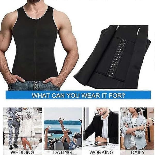 Midjebälte för män med dragkedja, svettkompressionslinne, shapewear (XXL)
