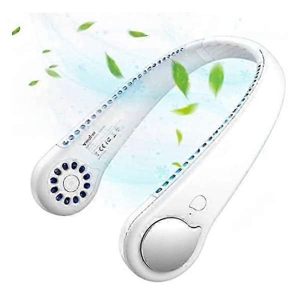 Bærbar mini halsventilator med USB-interface, 360 graders vindvolumen, bladløs og genopladelig