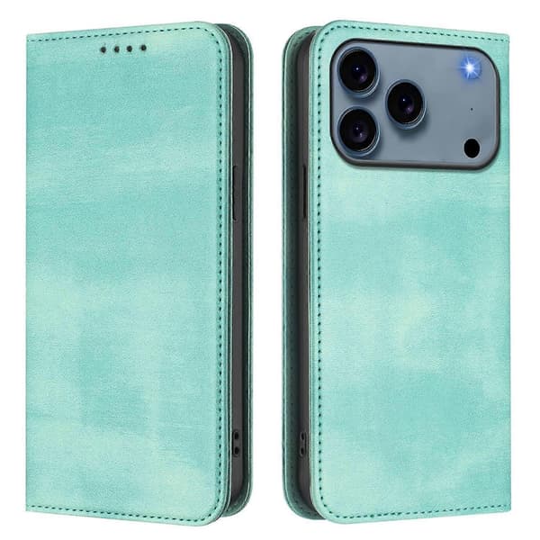 Vintage tekstur RFID-blokerende læder telefonbeskyttelsesetui til iPhone 17 Pro Max Wallet Case