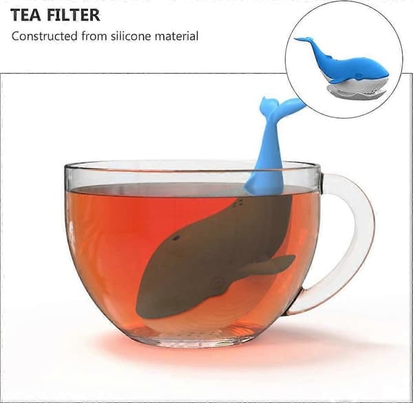 Te-infuser hvalformet silikone løs te si tebrygger kugle tefiltre brygger til hjemmekontor teelskere rejser