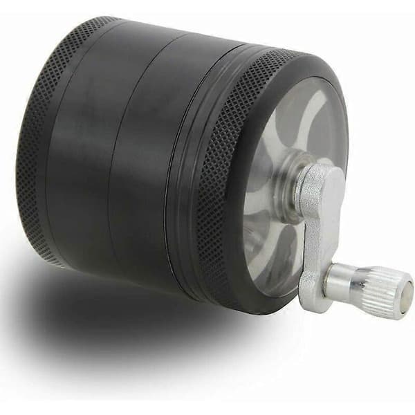 Premium Håndsving Kværn Ubrydelig Aluminium Metal Urte Kværn, Diameter 40mm (Sort)