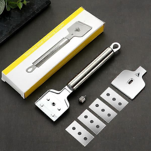 Profesjonell keramisk koketoppskrape med 5 metalliske erstatningsblader, 18,5*4,5 cm