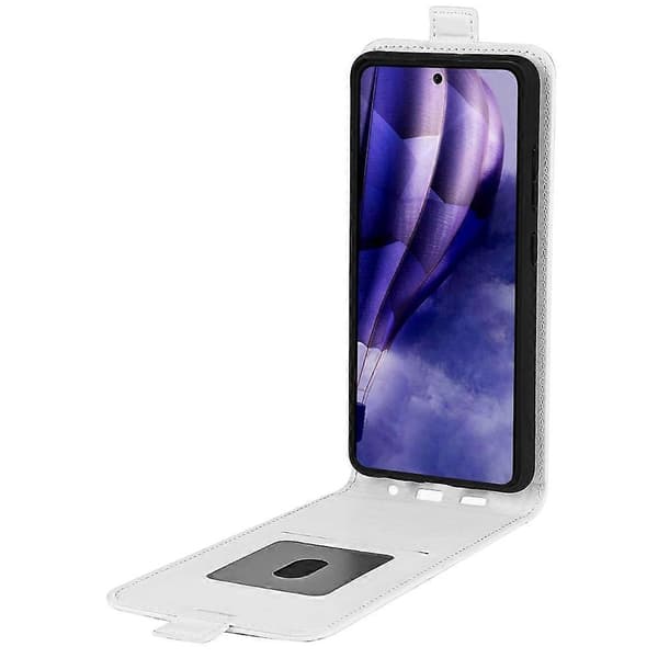 För HMD Skyline Mobilskal med Kortfack Vertikalt Flip Läder Mobilskal - Vit (Vit)