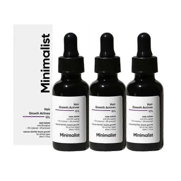 Minimalist Hair Growth Actives 18% Hårväxtserum Främjar Hårväxt (3 st)