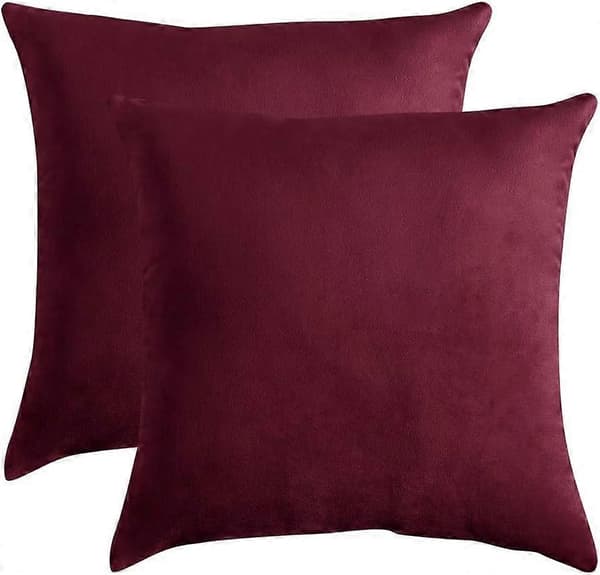 Dekorativa Kuddfodral 45x45 cm Vinröda Prydnadskuddar 2-pack Mjuka Sammetskuddfodral Heminredning för Bondgård Soffa Sovrum