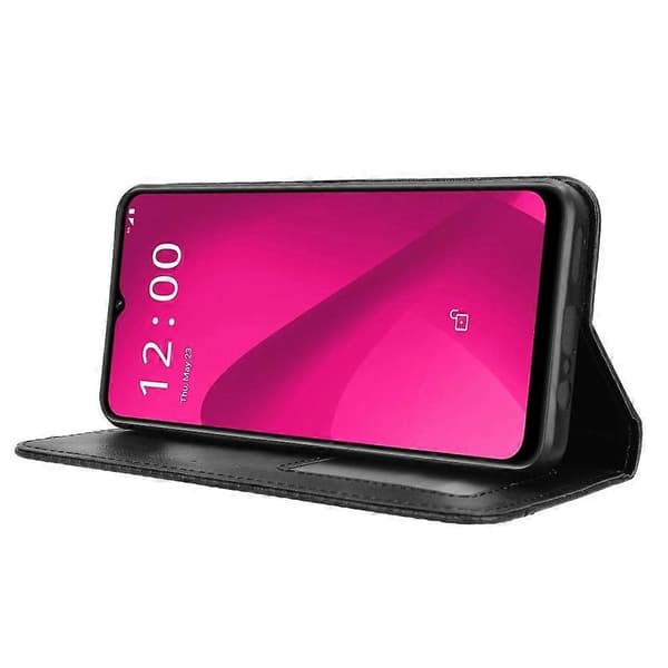 Til T-Mobile T Phone 2 5G Magnetisk Lukning Tegnebog PU Læder Telefon Cover (Sort)