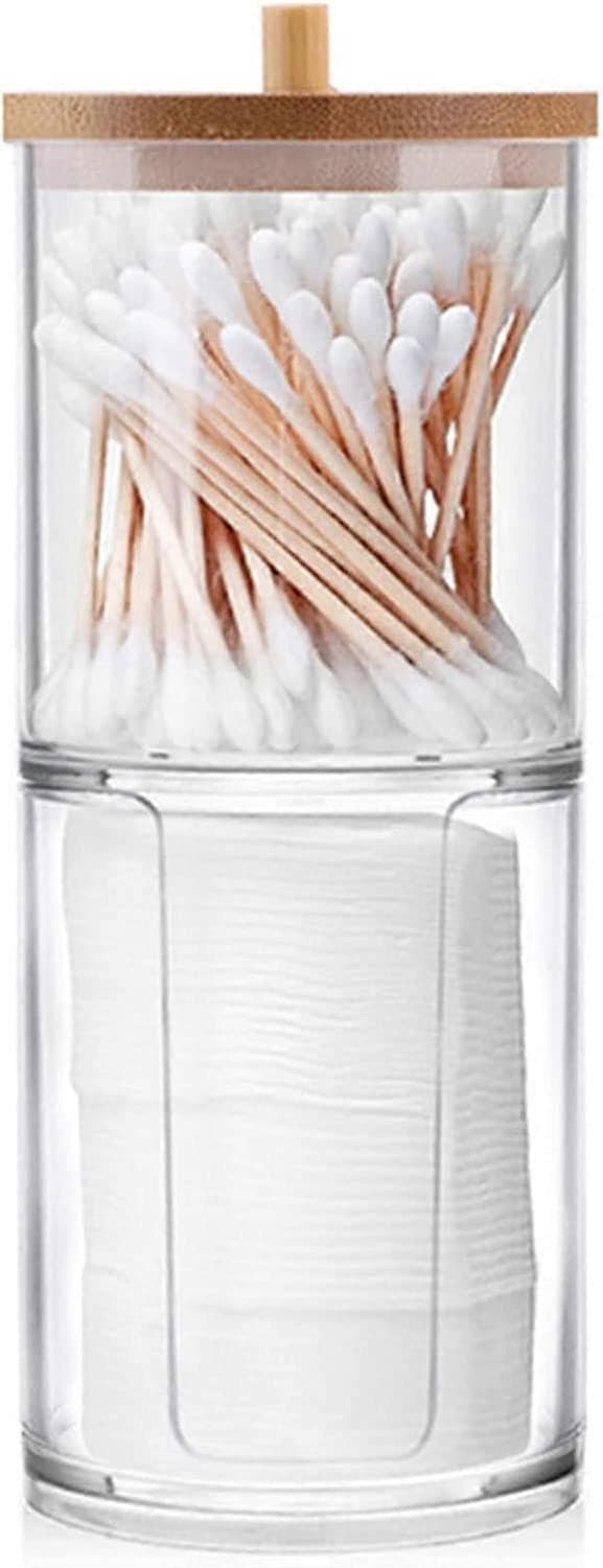Gjennomsiktig bomullspinneholder, bomullspinneboks, bomullspinne dispenser for baderomssminke