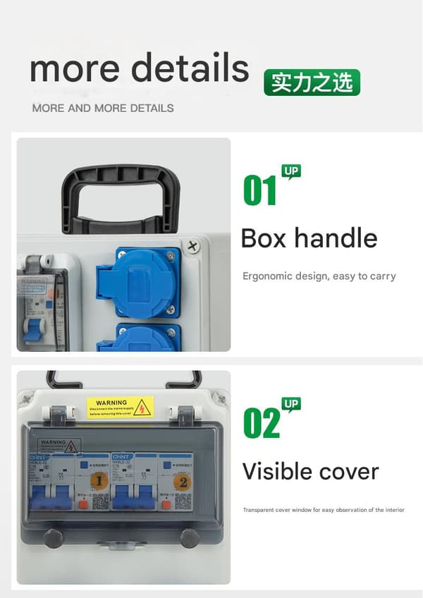Vægstrømsfordeler, ABS-plast, fordelingstavle med 2 x Schuko-stik 230v/16a Abl Ip54