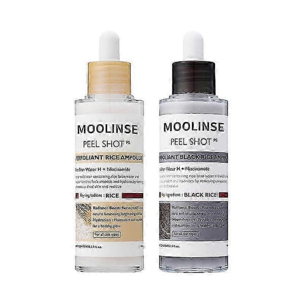 1-3x Peel Shot Glow Exfoliant Risampull (vitt/svart ris), mjukt exfolierande ansikts- och kroppsskrubb för död hud, pormaskborttagare (3 set)