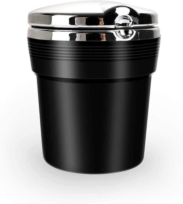 Bilaskkopp LED Rostfritt Stål Askkopp med Lock Cigarraskkopp för Bil, Hem, Kontor 9,5x7,5x5,5cm
