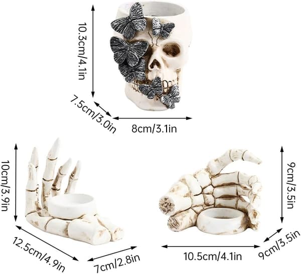 Halloween dekorationer kranie og sommerfugl penholder