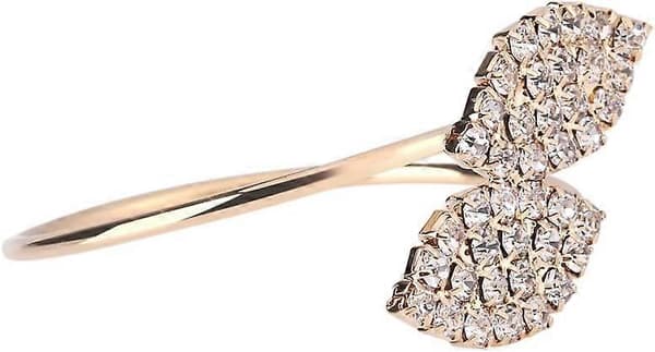Gull Serviettring, 12 stk/sett Rhinestone Serviettringer Bladform Serviettringholder Håndlaget Serviettspenne