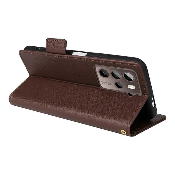 Til HTC U23/U23 Pro 5G Litchi Tegnebogsholder PU Læder Telefon Cover - Brun (Brun)