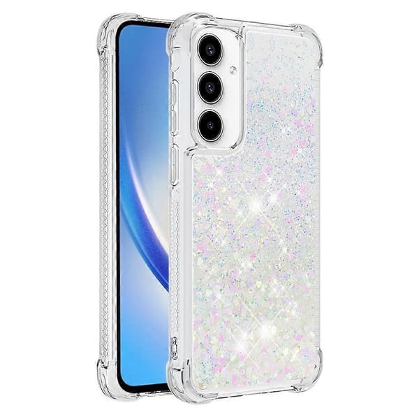 For Samsung Galaxy A56 5G TPU mobiltelefondeksel flash kvikksand støtsikkert mobiltelefon bakdeksel (laser hjerteform)