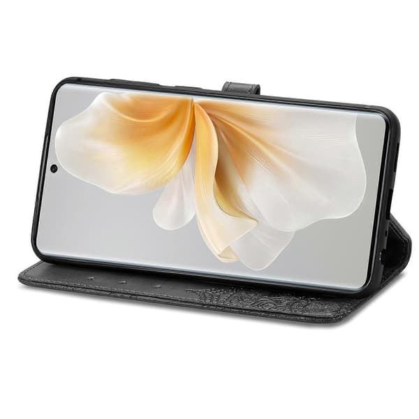 Til TCL 50 Pro NxtPaper 5G Wallet Telefon Etui Mandala Blomst Læder Telefon Beskyttende Etui Stativ Visning - Sort (Sort)