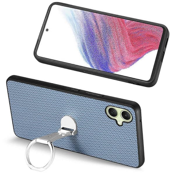 CASENEO C1-19 för Samsung Galaxy A06 Mobilskal Vikbart Ställ Läder Baksida Kolfibertextur (Blå)