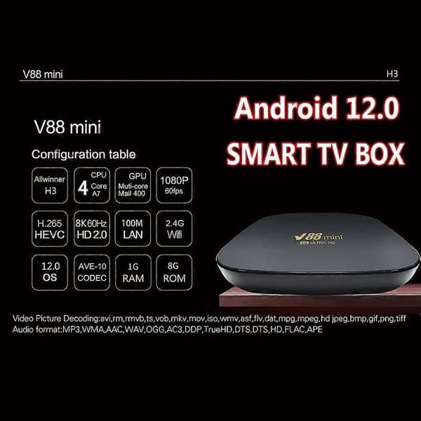 V88 mini Android -älyverkkodigiboksi (8+128GB)