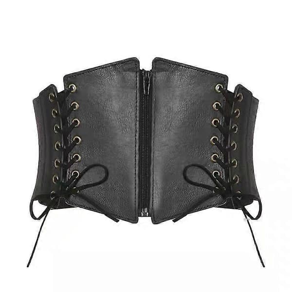 2 stk. Retro læder elastisk kostume taljebælte til kvinder snøret bundet korsetbælter lynlås cinch bælte, 68 cm