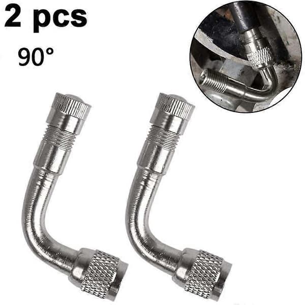 2-pack Universal Motorcykel Scooter Ventilstamförlängare Adapter Mässing Vinklad Silver 90 Grader