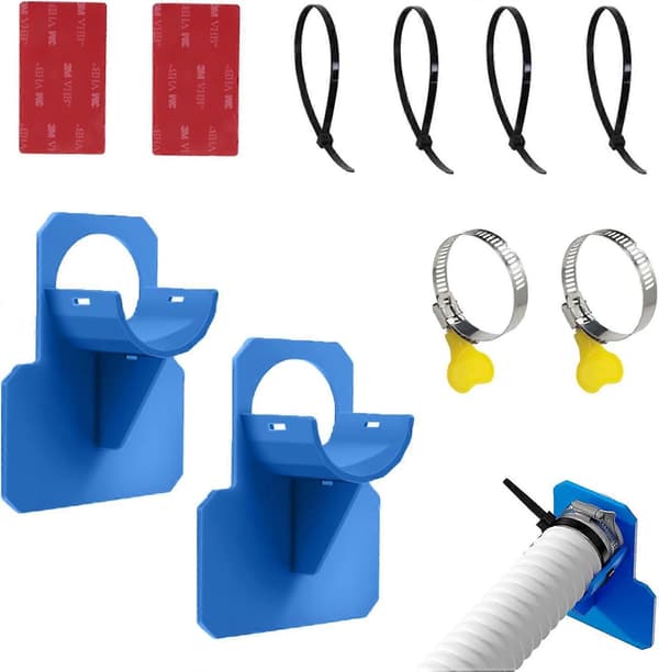 PCS Pool Pipe Support - tillbehör med rostfritt stålklämma - plastböjskydd - lämplig för tuya