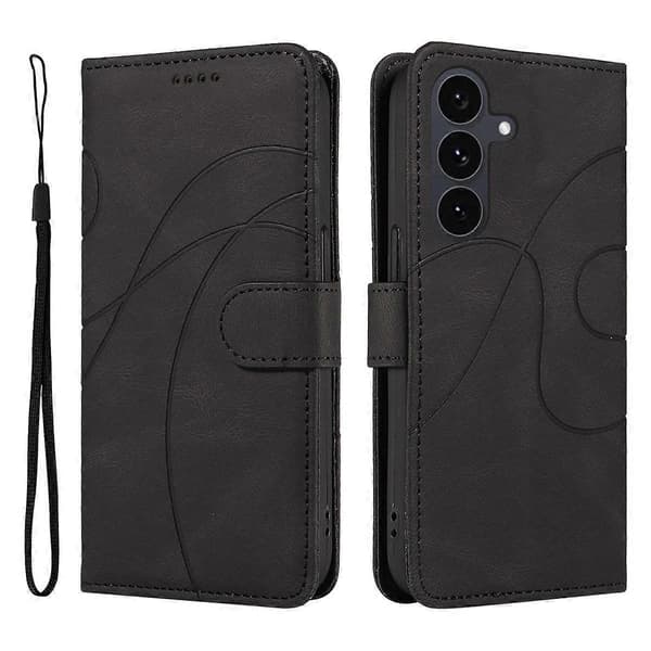 Plånboksfodral i läder med skyddande skal och böjd design för Samsung Galaxy S25 FE
