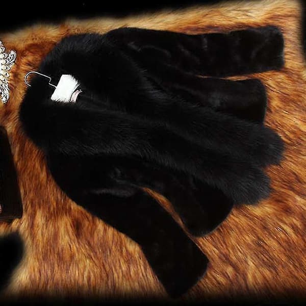 Luksuriøs damejakke i fuskepels, kort vinterfrakk (Hvit, S)