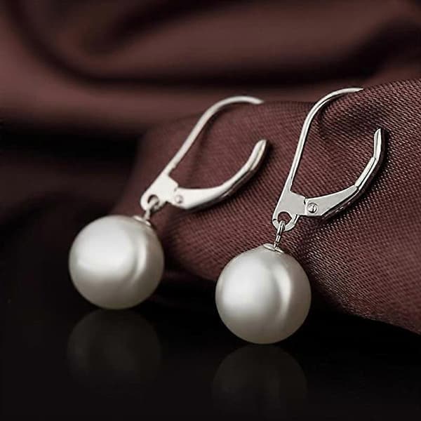 Handplockade odlade pärlörhängen Leverback Dangle Stud Pärlörhängen, 9 mm