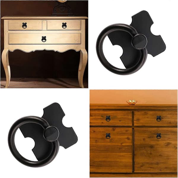 4x Runde Møbelhåndtag Klassisk Skabshåndtag Skuffe Ring Træk Håndtag Antikke Trækhåndtag Knop