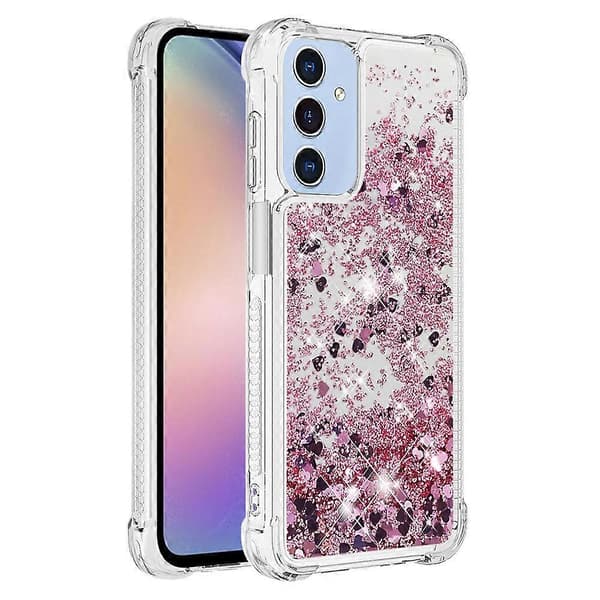 For Samsung Galaxy A16 5G Galaxy A16 4G TPU Telefondeksel Glitter Sandstrøm Støtsikkert Telefon Bakdeksel (Rose Gull Hjerteform)