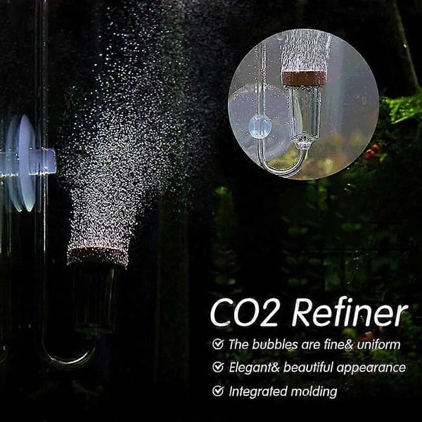 Akvarium CO2 Diffuser, Akvarium CO2 Akryl Diffuser med U-formet Rør for Akvarieplanter Gressvann - Transparent (S)