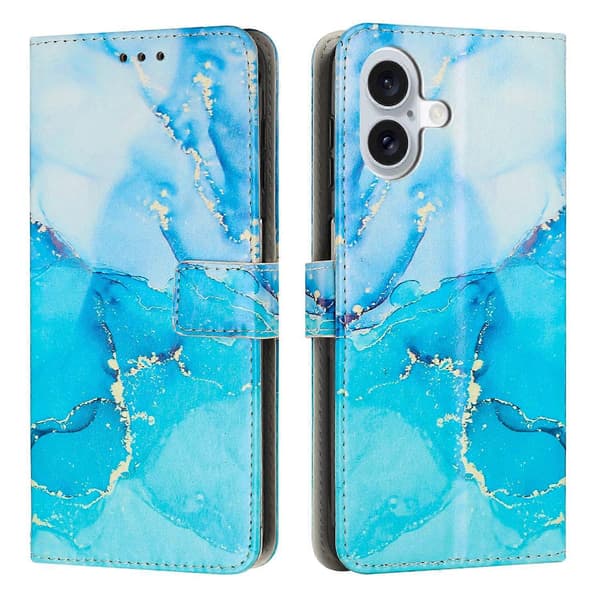 Marmor PU Læder Wallet Case til iPhone 17 (Multifarvet, Teal)