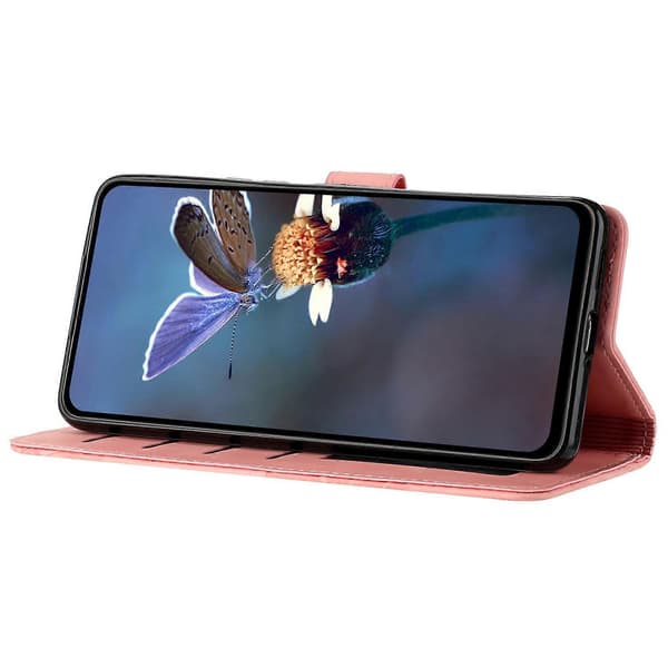 Blommig Läderplånboksfodral med handledsrem för Samsung Galaxy S25 Ultra - Rosa (Rosa)
