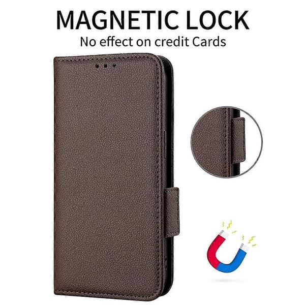 För HTC U23/U23 Pro 5G Litchi Plånboksfodral PU Läder Telefonfodral - Brun (Brun)