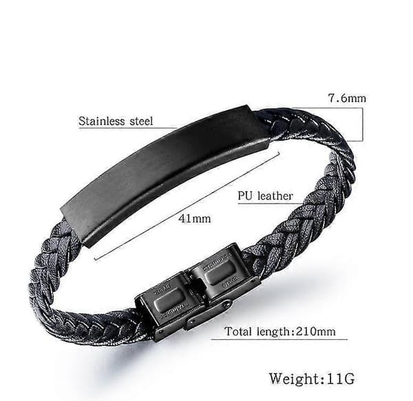 Titanstål Flätat Läderarmband för Män