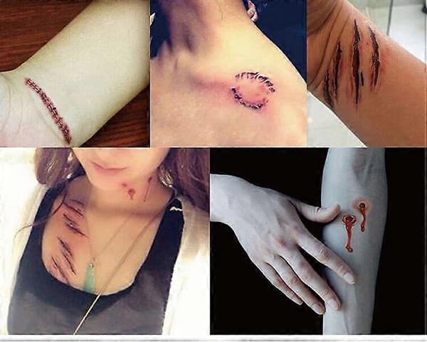 30 Halloween - Sår tatuering / Tatueringsdekaler