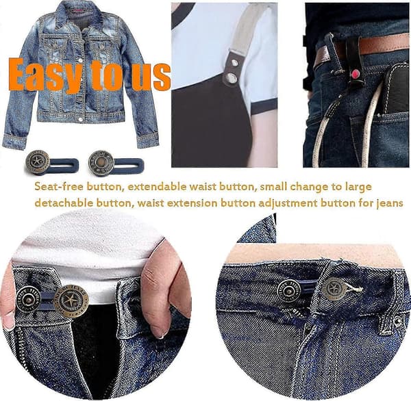 8 st Byxknappsförlängare Elastisk Jeansknapp, elastisk gummiknappsförlängning för jeans, byxor, kjolar eller manschetter