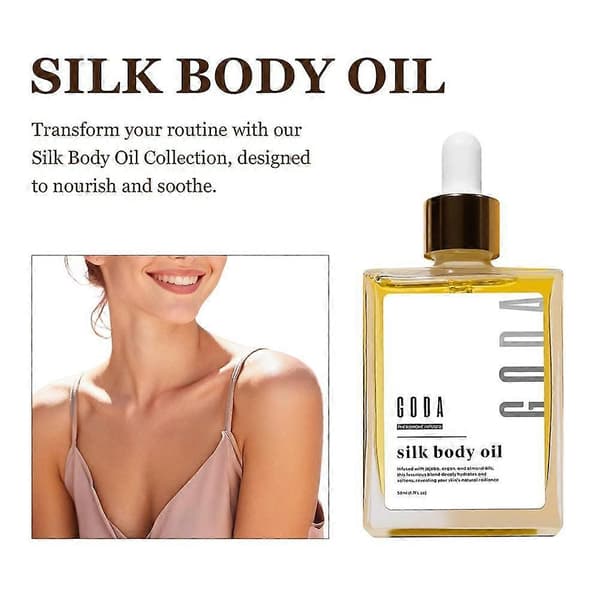 GODA Silk Kroppsolja, Silkeskroppsolja, Parfymolja, Bad- och duscholja för len hud