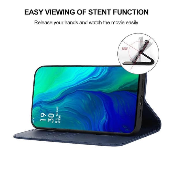 Magnetiskt läderfodral för OPPO Reno 10x Zoom (Blå)