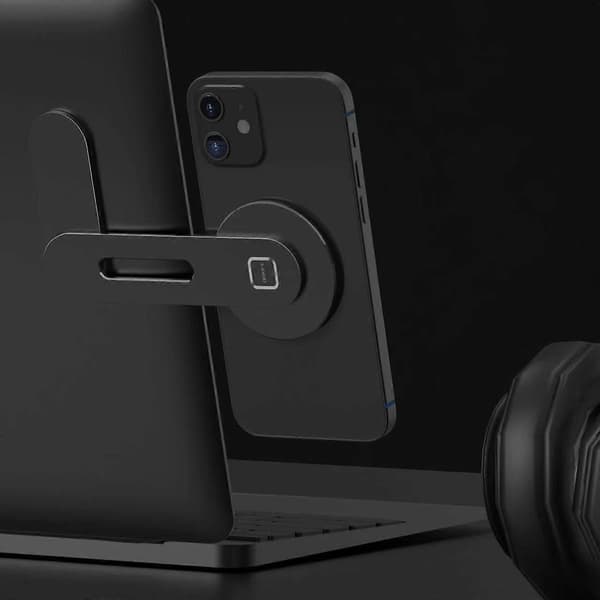 Justerbart laptopställ, magnetiskt telefonställ, bärbart hopfällbart datorförlängningsställ, svart