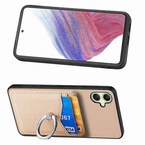 Mobilskal för Samsung Galaxy A06 med Kortfack, Ringhållare och Ställ - Aprikos (Aprikos)