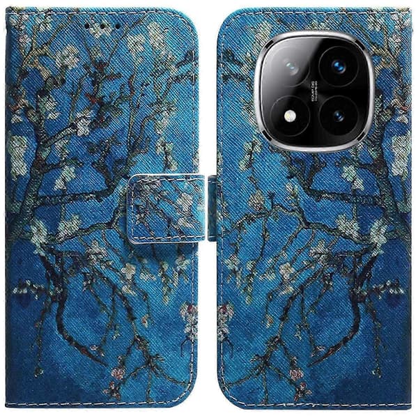 Redmi Note 14 Pro 5G Wallet Case - Panda Print Læder Telefon Cover, Beskyttende og Stilfuld (Abrikosblomst)