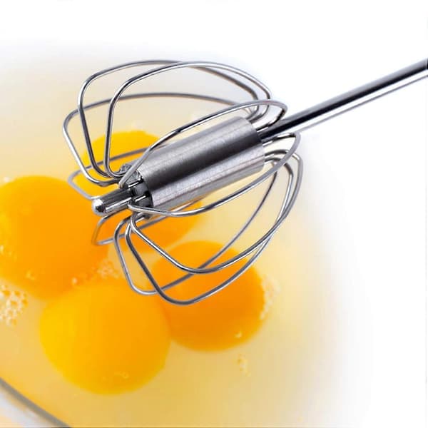 Roterende visp i rustfritt stål, melkeskummer, multifunksjonell håndvisp, manuell visp for miksing, egg, sauser, visp, håndmikser