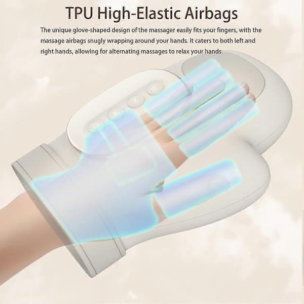Håndmassager Trådløs 5 Intensitetstrin Justering Fingermassager med Varme og Kompression