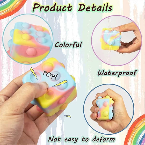 Stressbolde Pop Fidget Legetøj, 2 stk. Terning Pop Fidget Bolde Skub Bobler Sensoriske Bolde til Børn Voksne Dekompression Pop Bold Angst Stresslindring Sjovt Legetøj