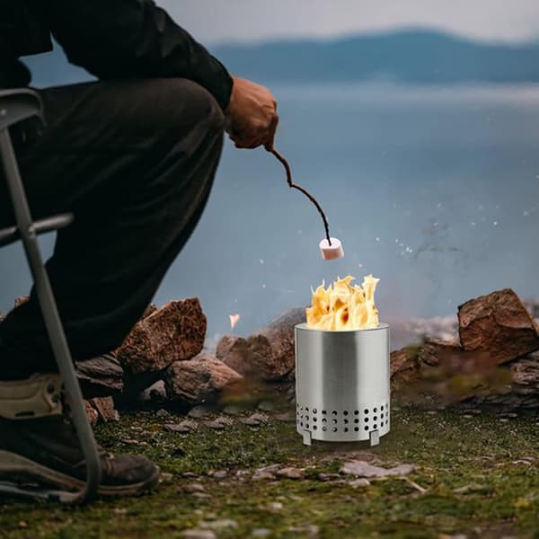 Utomhusgrill i rostfritt stål kolgrill (silver)